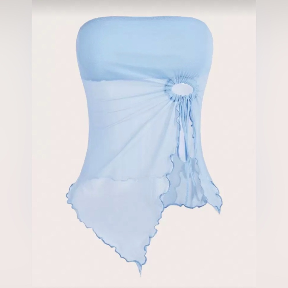 SHEIN Light Blue Strapless Tube Top